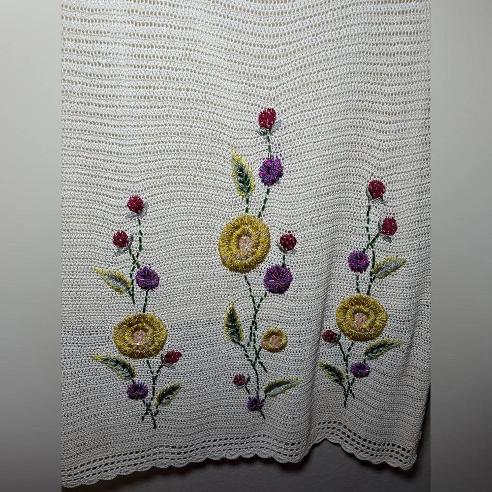 PAPELL BOUTIQUE EVENING Large ivory crochet beaded 2 pieces outfit - Picture 15 of 16